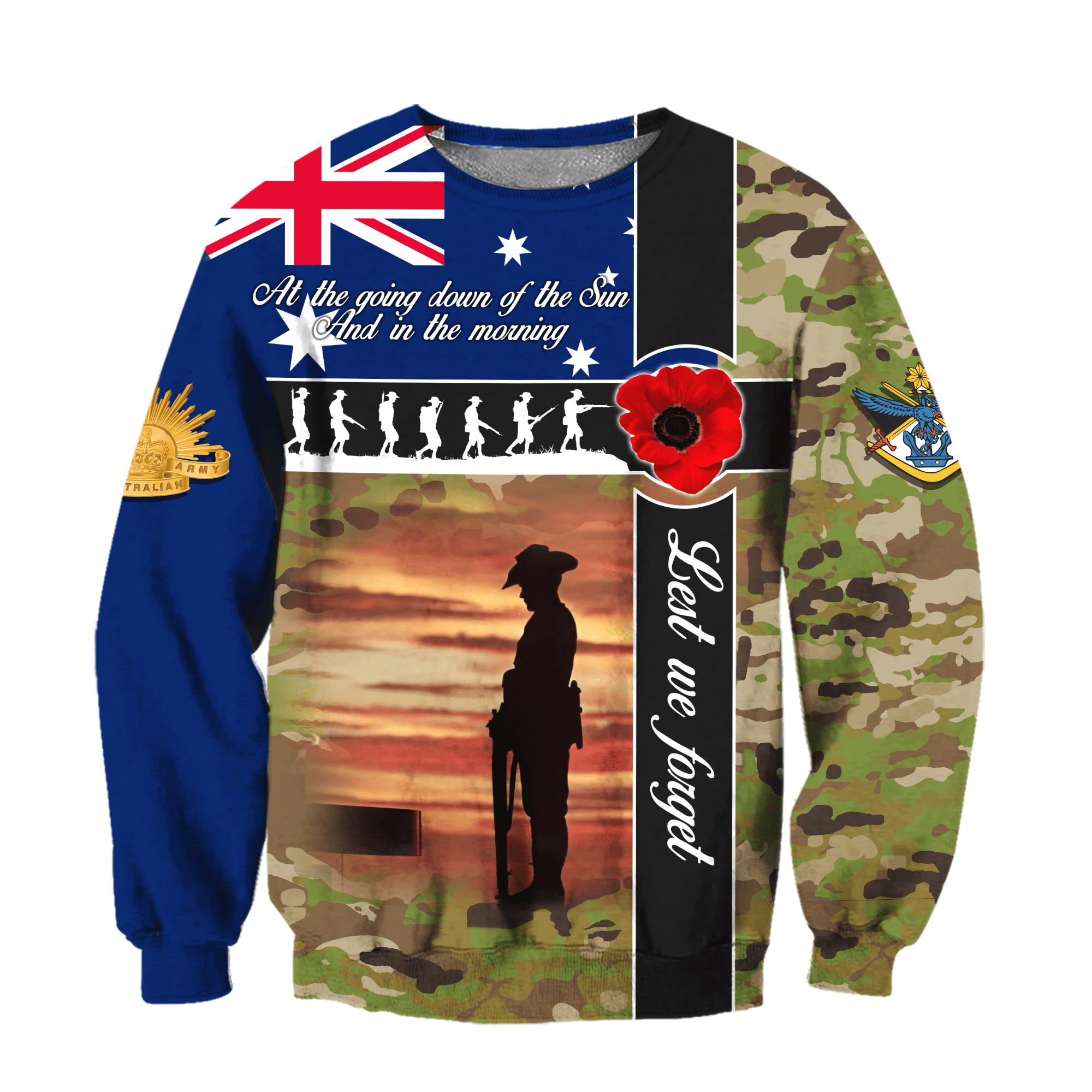 ANZAC day the ode Lest we forget Australian Army shirts VP