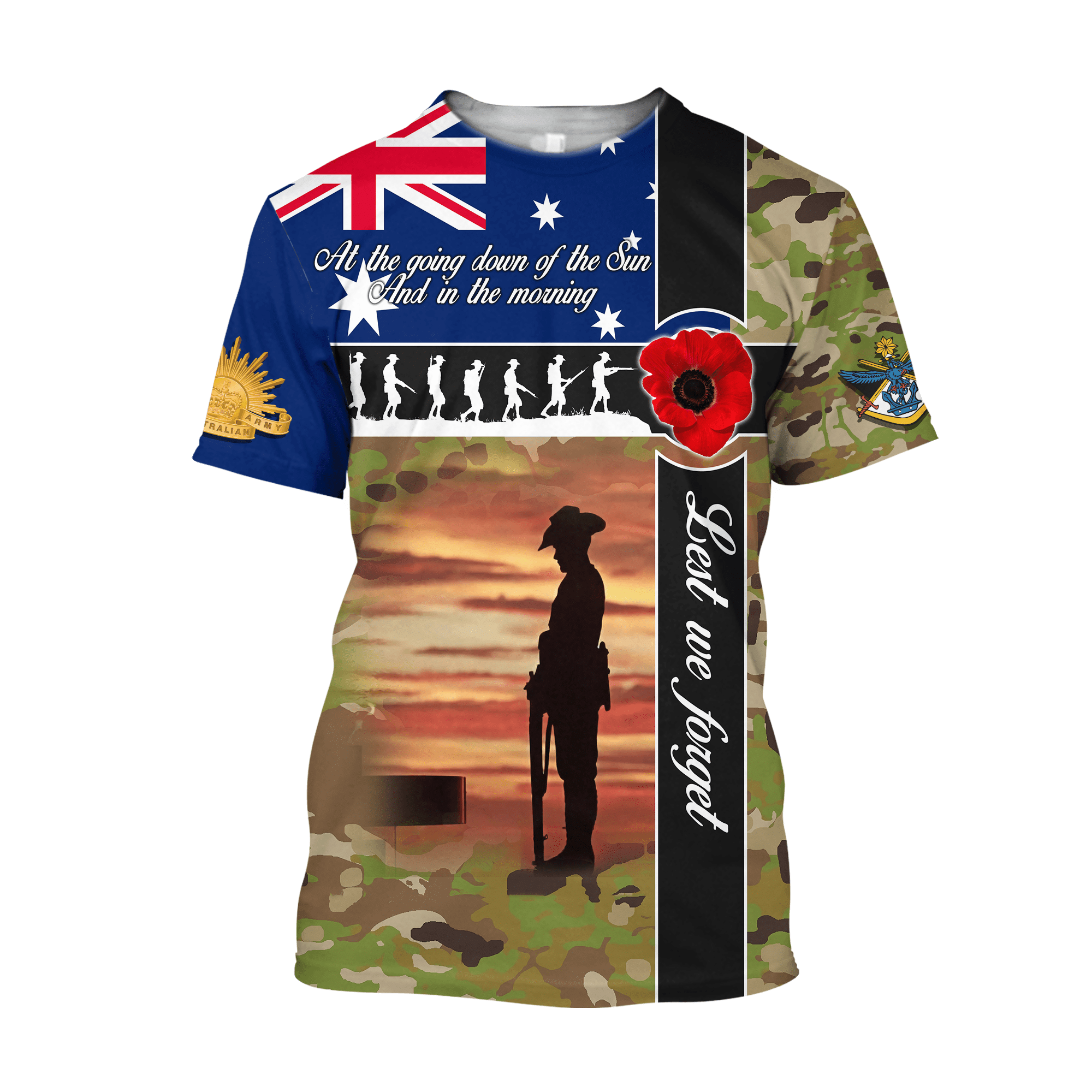 ANZAC day the ode Lest we forget Australian Army shirts VP