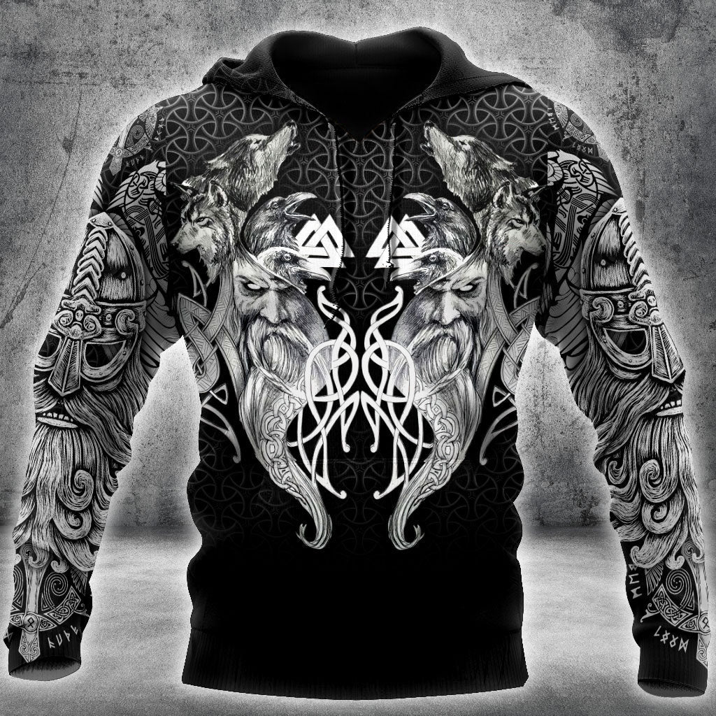 Wolf And Viking Black White 3D All Over Printed Unisex Shirt NTN08092202