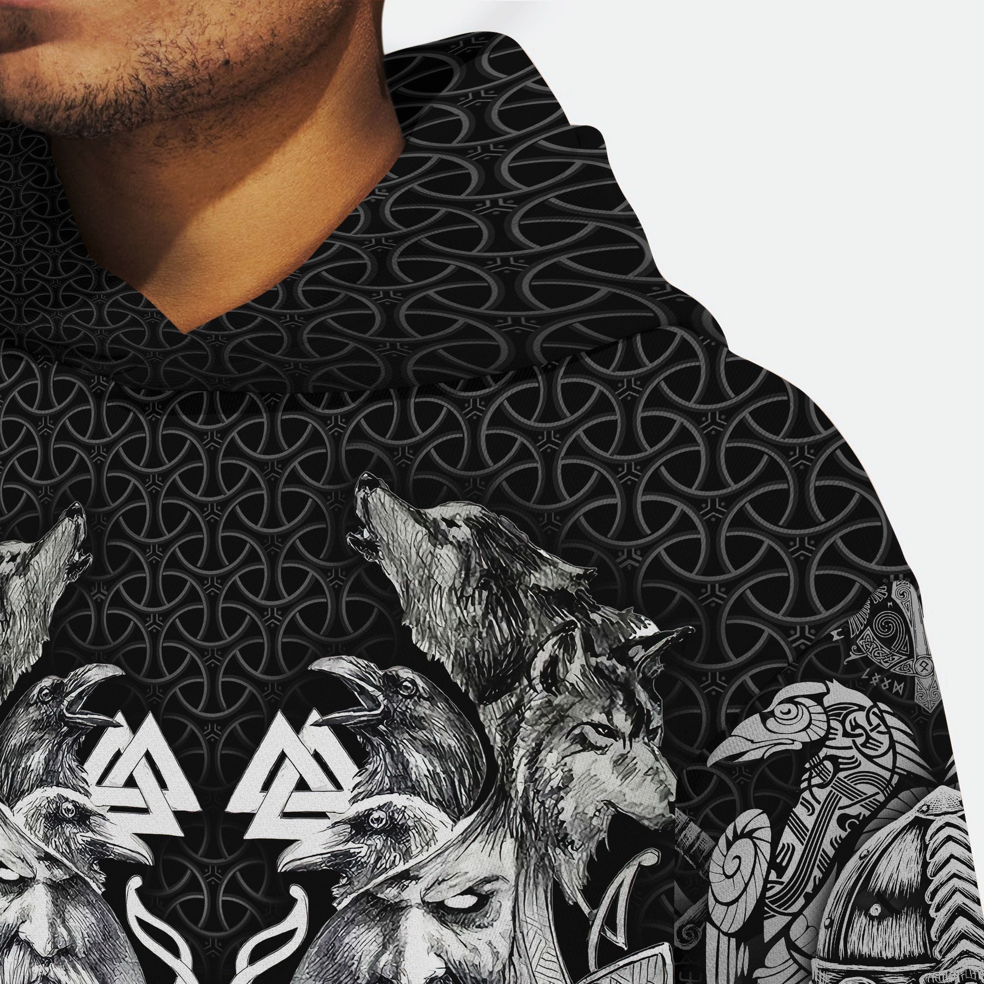 Wolf And Viking Black White 3D All Over Printed Unisex Shirt NTN08092202