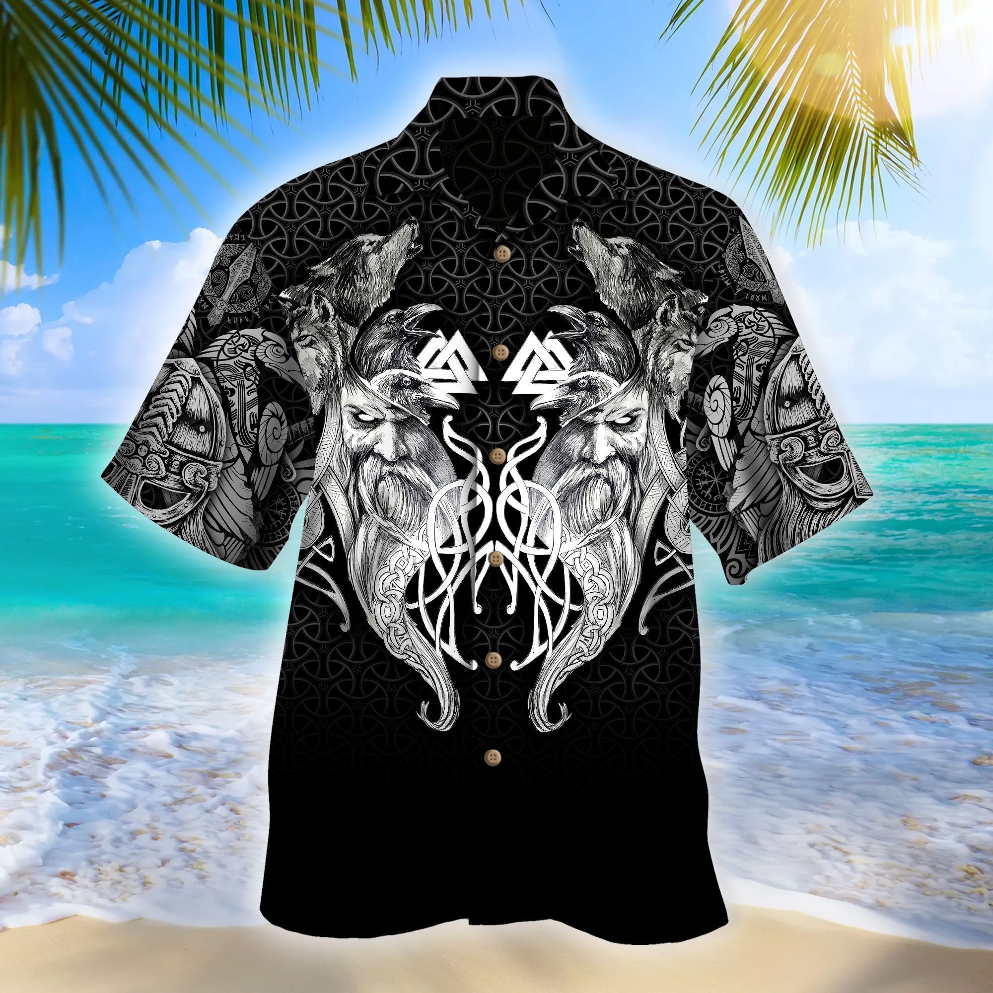 Wolf And Viking Black White 3D All Over Printed Unisex Shirt NTN08092202