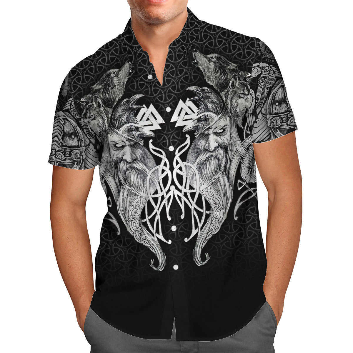 Wolf And Viking Black White 3D All Over Printed Unisex Shirt NTN08092202