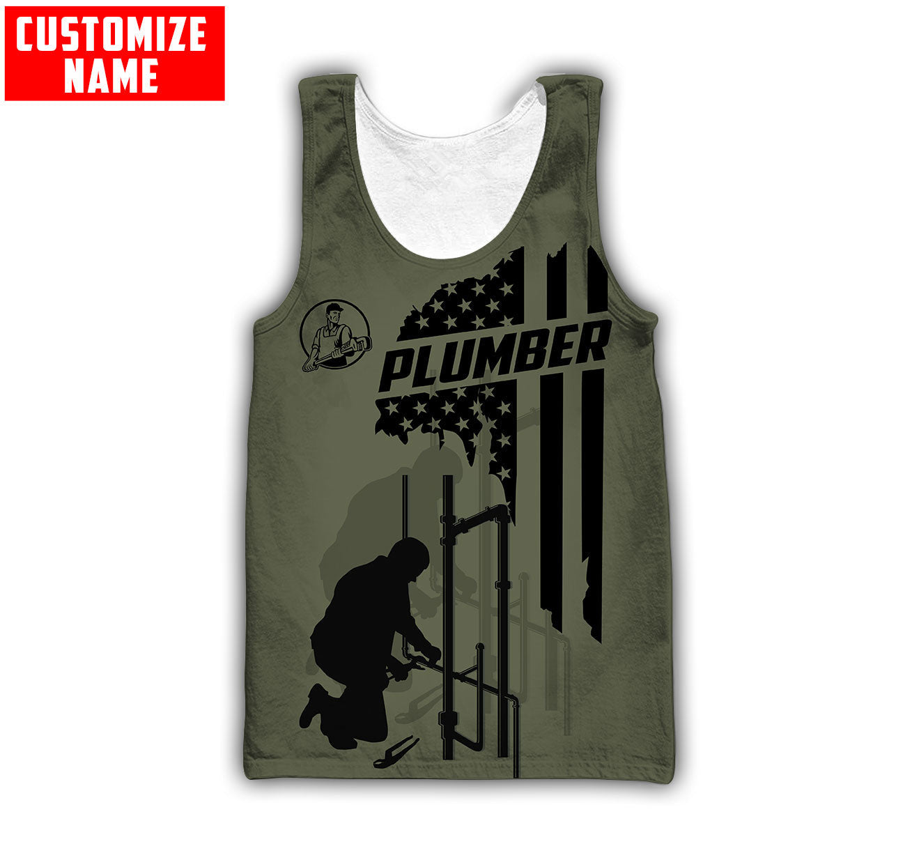 Personalized Plumber American Flag Apparel