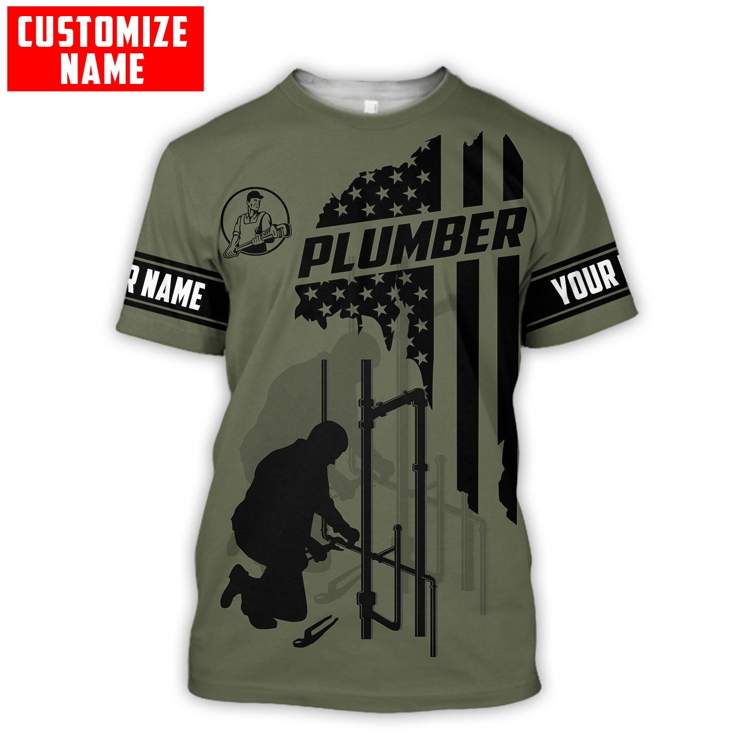 Personalized Plumber American Flag Apparel