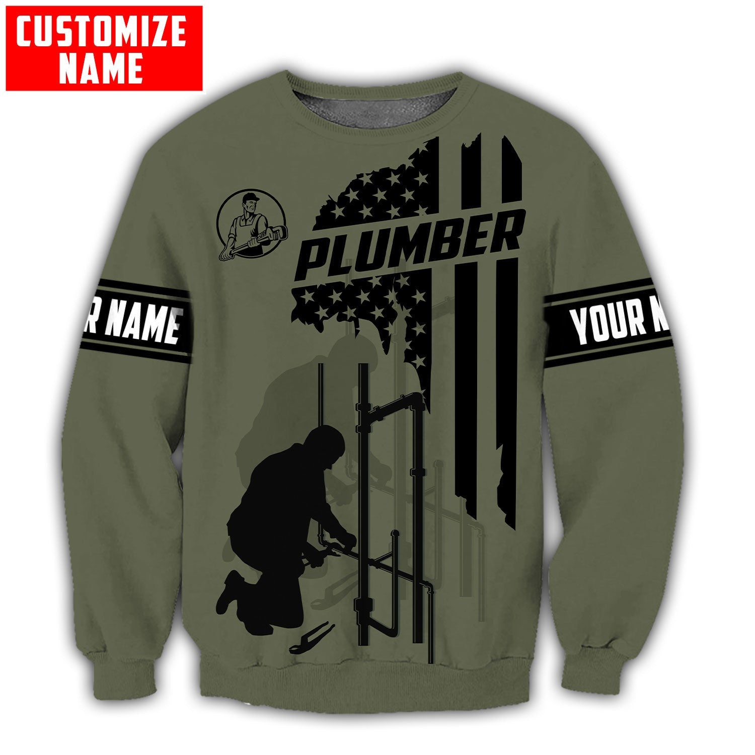 Personalized Plumber American Flag Apparel