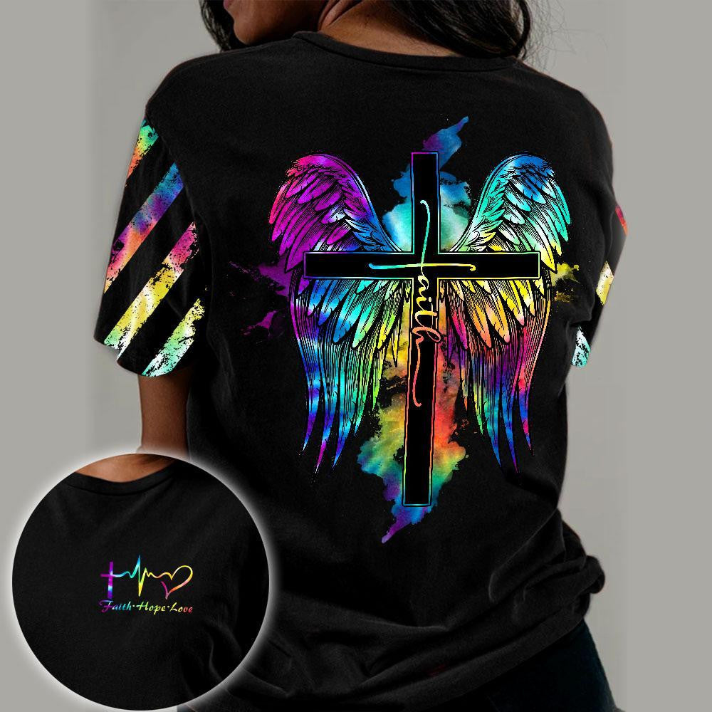 Faith Cross Wings Colorfull Jesus All Printed Shirts