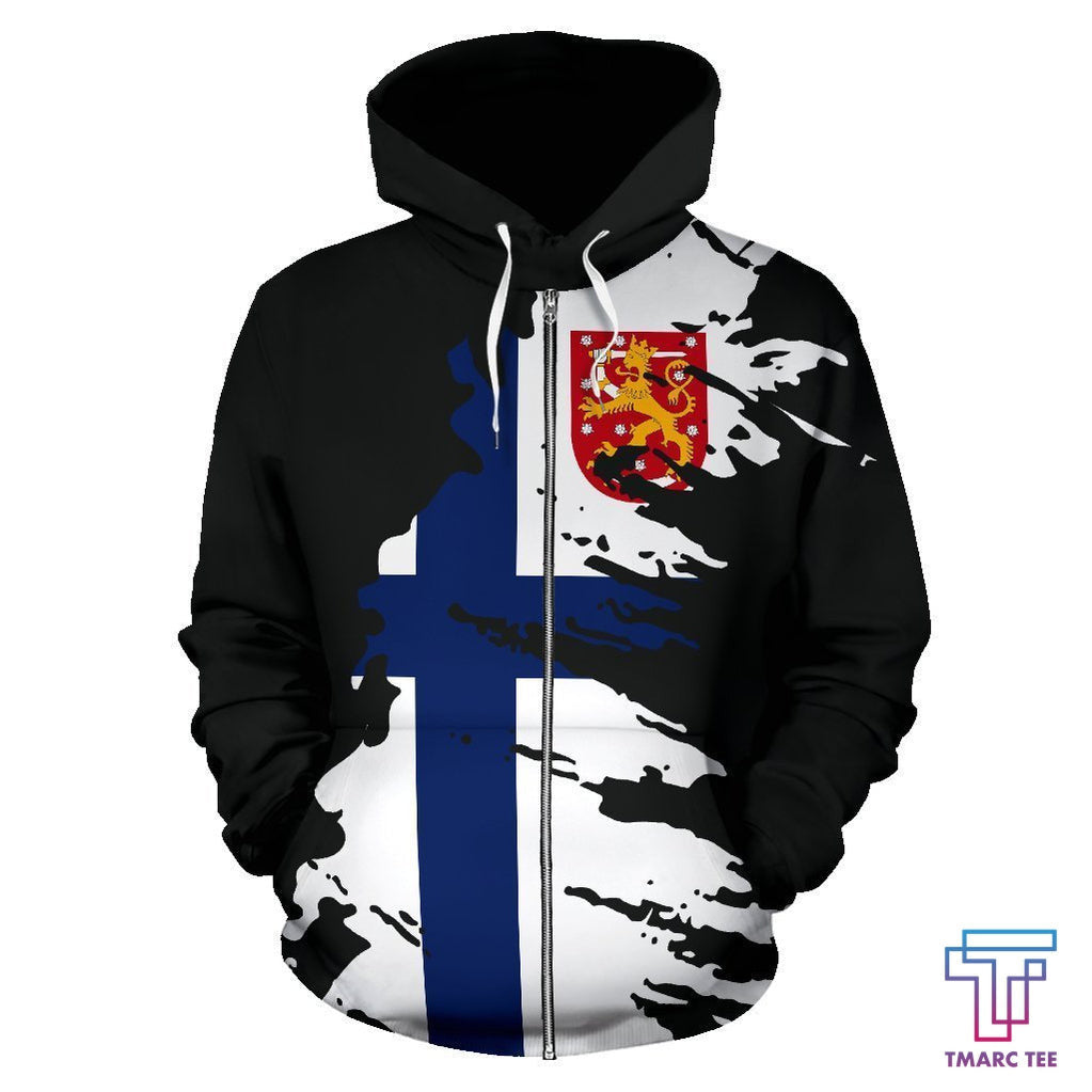 Finland Hoodie Flag Painting Zip-Up NVD