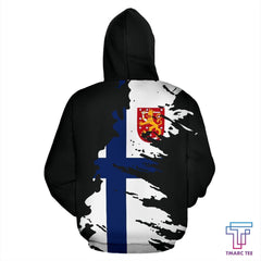 Finland Hoodie Flag Painting Zip-Up NVD