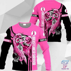 D Breast Cancer Angel Survivor Hoodie T-Shirt Sweatshirt SU