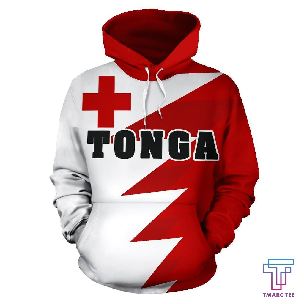 Tonga Flag All Over Print Hoodie - Tooth Style J