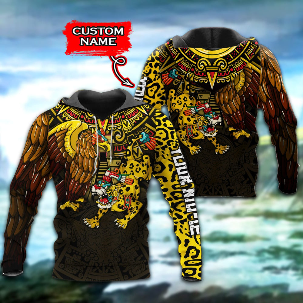 Aztec Jaguar Eagle Warriors Our Real Heroes Aztec Custom Name 3D All Over Print Unisex hoodie