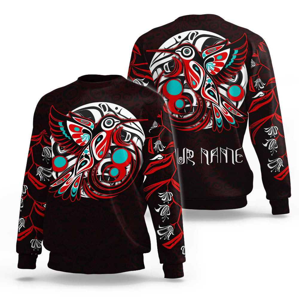 Unique Hummingbird Native American Pacific Northwest Style Customized Name 3D All Over Printed Shirt