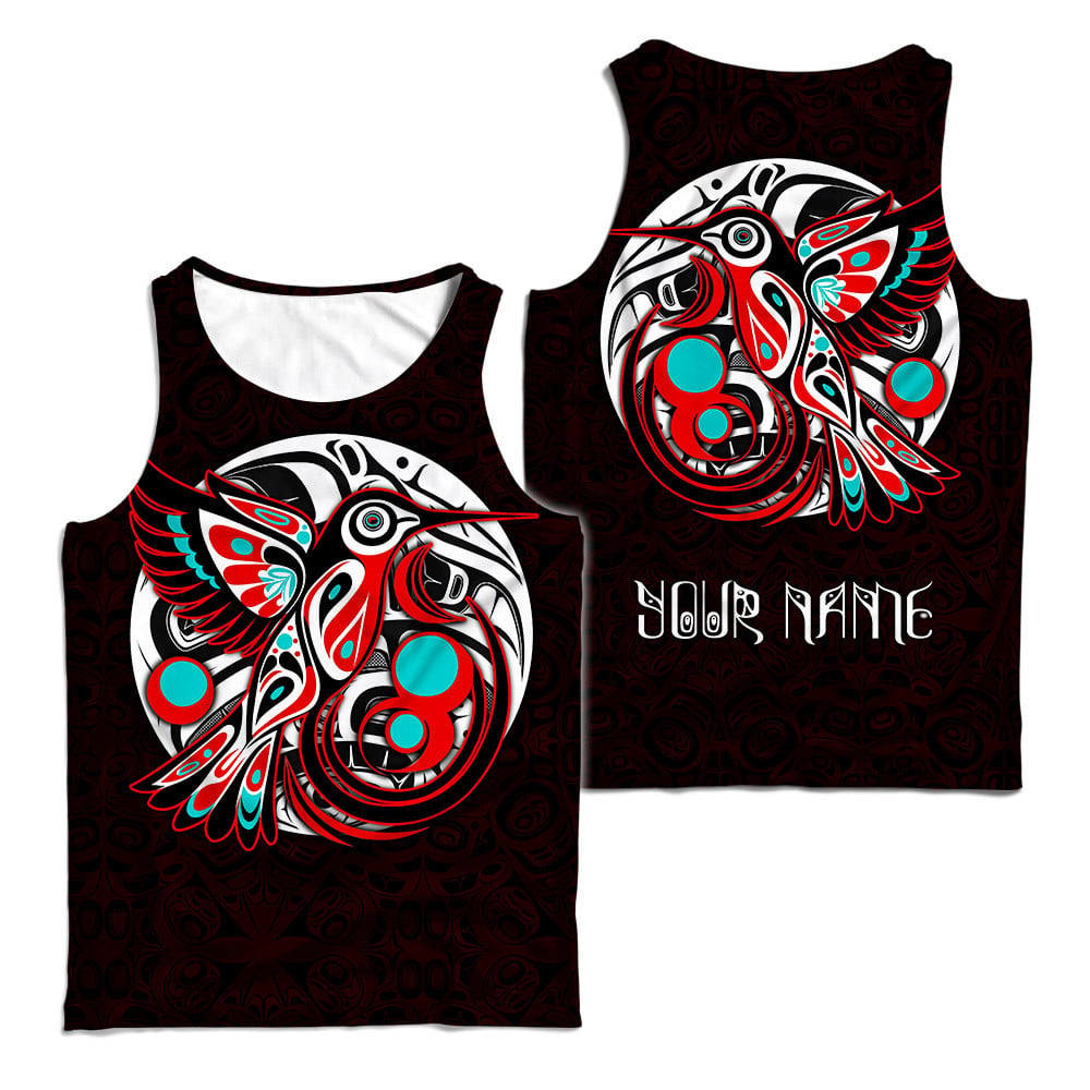 Unique Hummingbird Native American Pacific Northwest Style Customized Name 3D All Over Printed Shirt