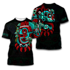 Aztec Tlaloc Mexica God Mural Art Customized Name 3D All Over Printed Shirt