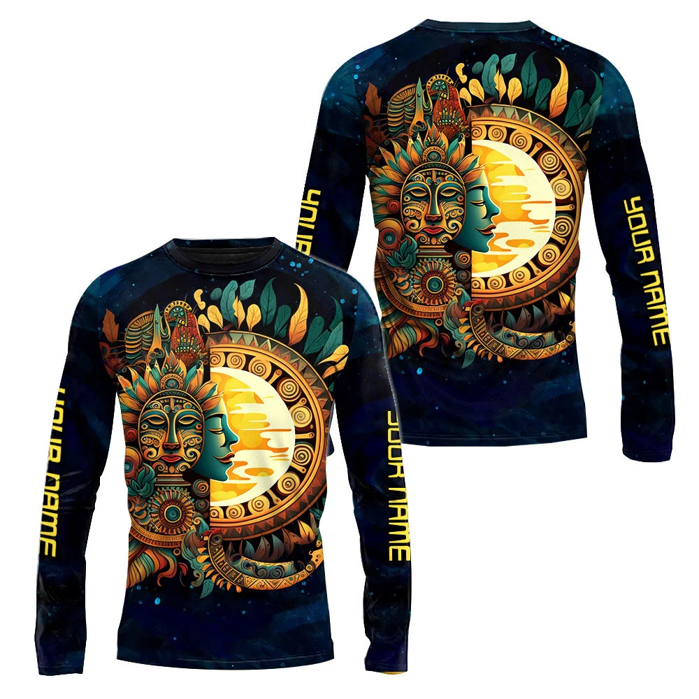 Aztec Luna Y Sol Mural Art 3D All Over Printed Shirts