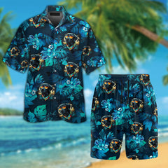 Black Labrador Retriever Dog Wearing Sunglass Funny Hawaiian Shirt