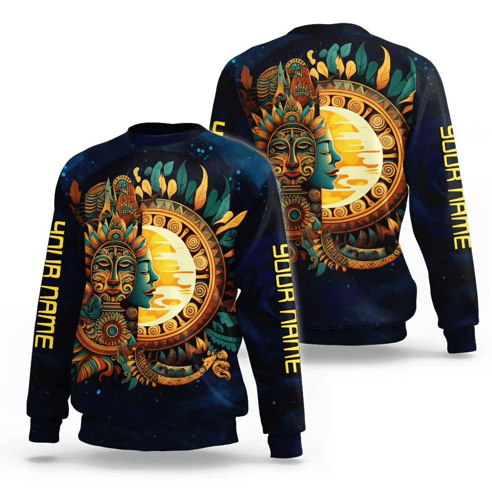 Aztec Luna Y Sol Mural Art 3D All Over Printed Shirts