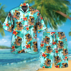 Boxer Dog Wearing Sunglass Funny Colorful Hawaiian Shirt