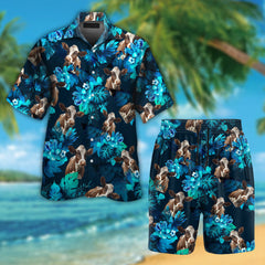 Cow With Tropical Blue Flowers Hawaiian Shirt