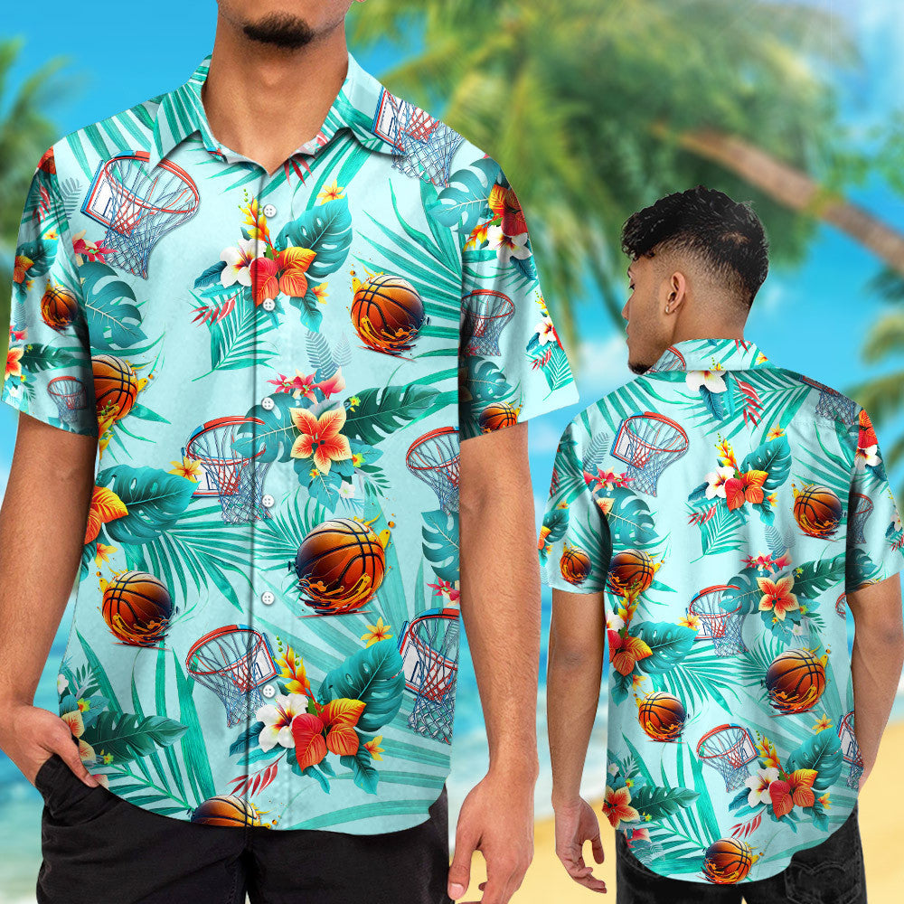 Basketball Tropical Colorful Hawaiian Shirt For Sports Lover