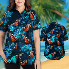 Violin Tropical Flowers Hawaiian Shirt For Music Lover