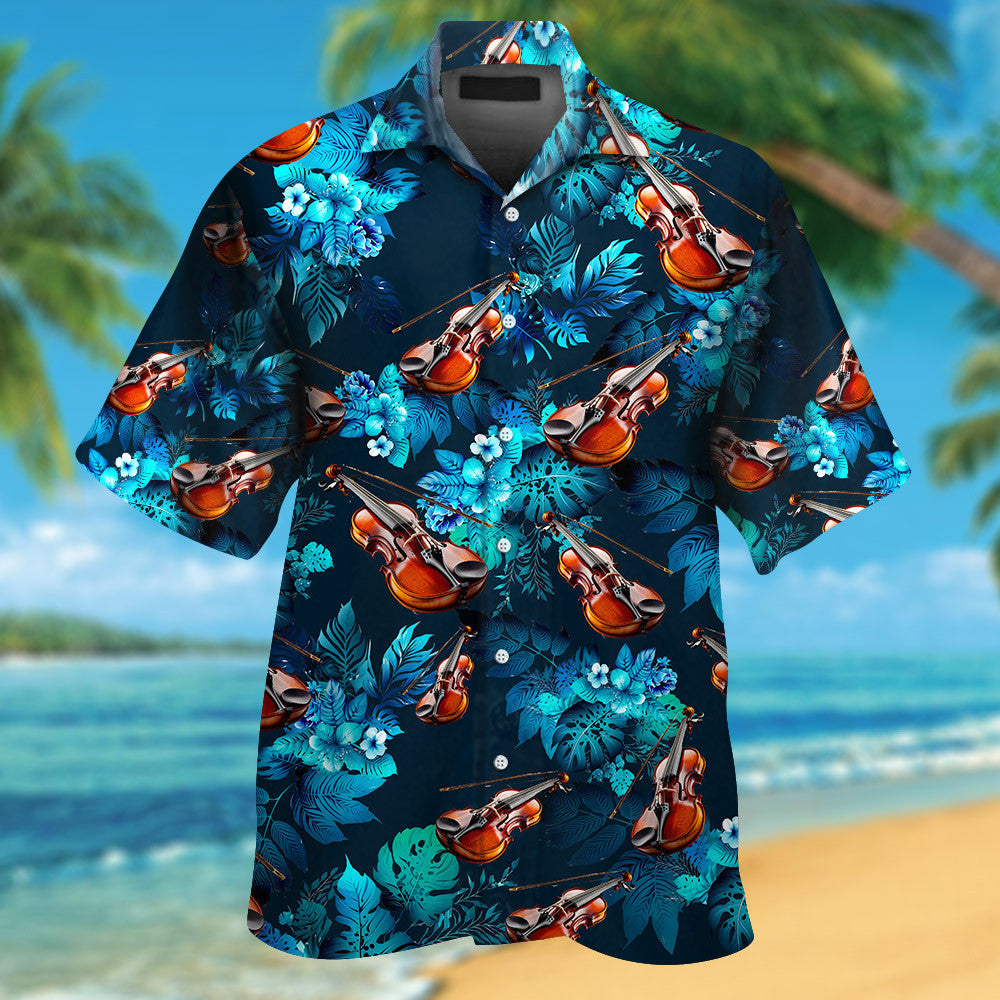 Violin Tropical Flowers Hawaiian Shirt For Music Lover