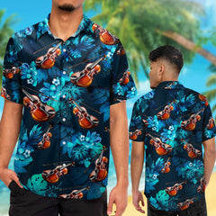 Violin Tropical Flowers Hawaiian Shirt For Music Lover