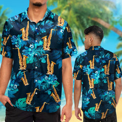 Saxophone Tropical Flowers Hawaiian Shirt For Music Lover