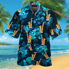 Saxophone Tropical Flowers Hawaiian Shirt For Music Lover