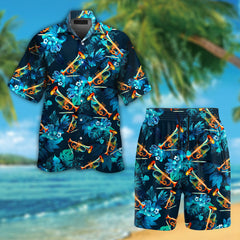 Trumpet Tropical Flowers Hawaiian Shirt For Music Lover