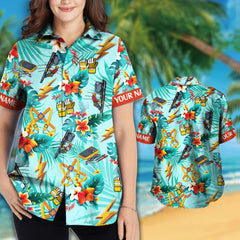 Custom Name Lineman Colorful Hawaiian Shirts for Men & Women