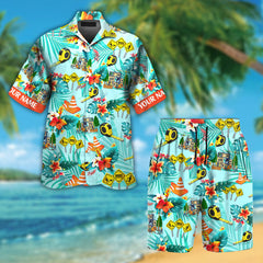 Custom Name Construction Worker Colorful Hawaiian Shirts for Men & Women