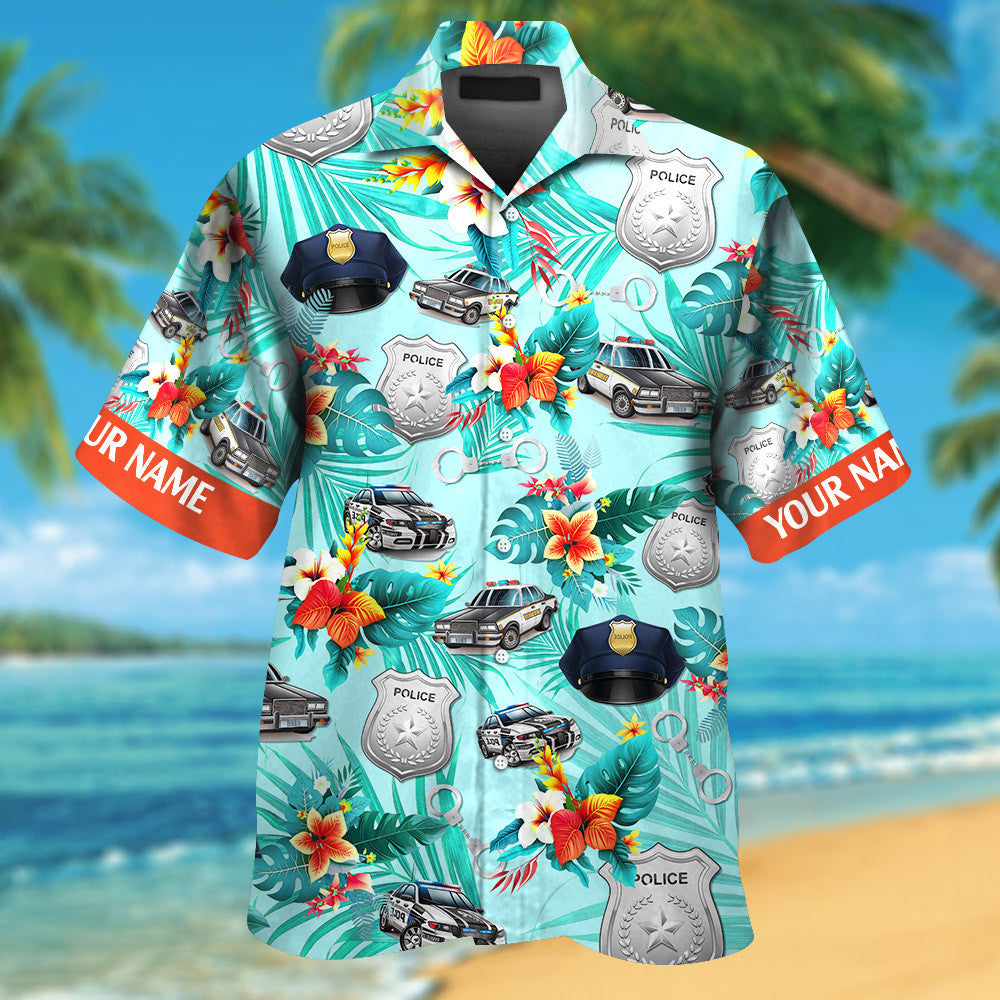 Custom Name Police Colorful Hawaiian Shirts for Men & Women