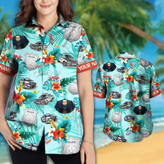 Custom Name Police Colorful Hawaiian Shirts for Men & Women