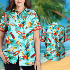 Custom Name Electrician Colorful Hawaiian Shirts for Men & Women