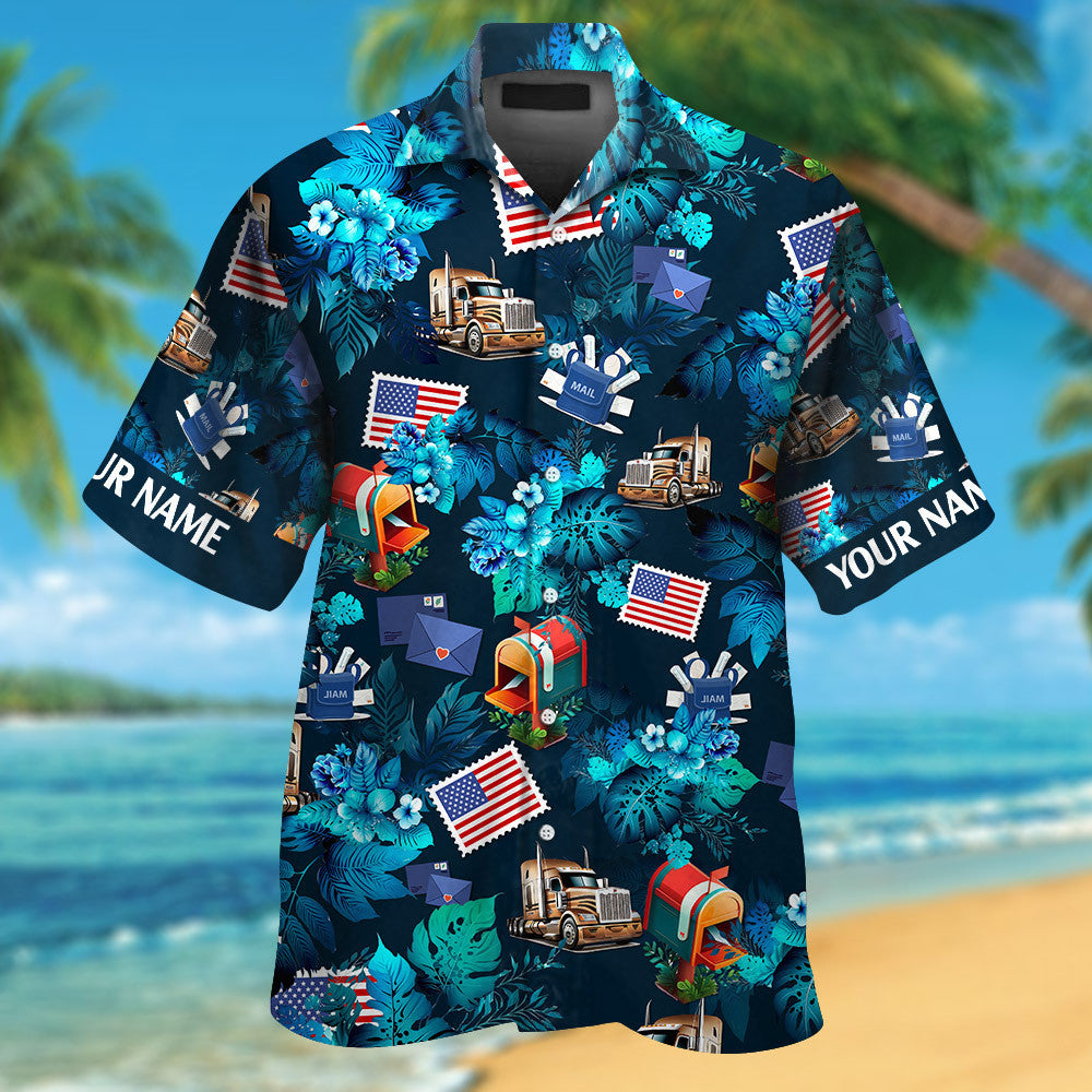 Custom Name Postal Worker Hawaiian Shirts for Men & Women