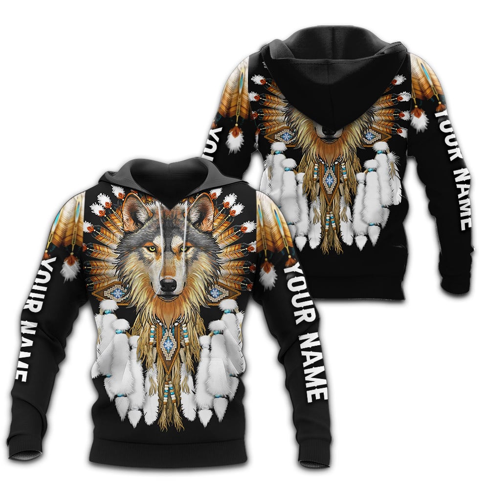 Unique Brown Wolf Symbolism Native American Customized 3D All Over Printed Shirts