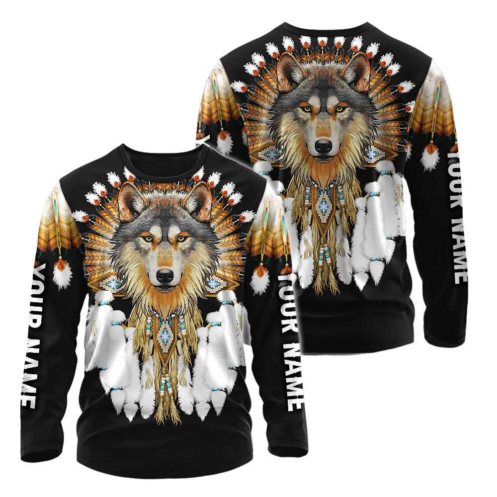 Unique Brown Wolf Symbolism Native American Customized 3D All Over Printed Shirts