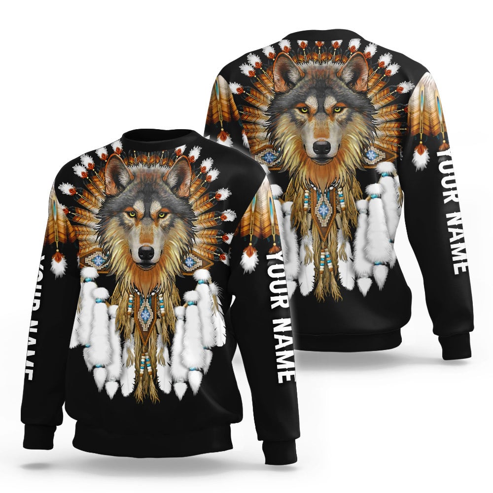 Unique Brown Wolf Symbolism Native American Customized 3D All Over Printed Shirts