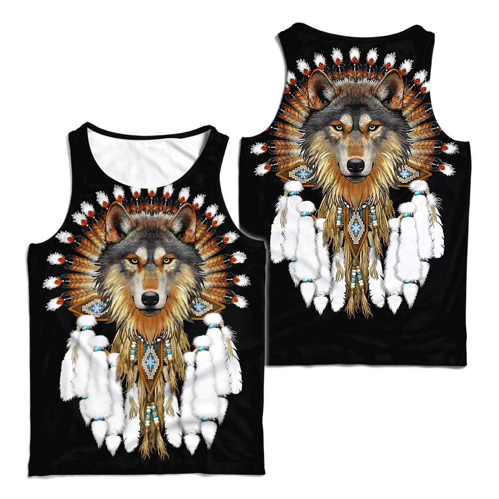 Unique Brown Wolf Symbolism Native American Customized 3D All Over Printed Shirts