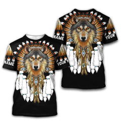 Unique Brown Wolf Symbolism Native American Customized 3D All Over Printed Shirts