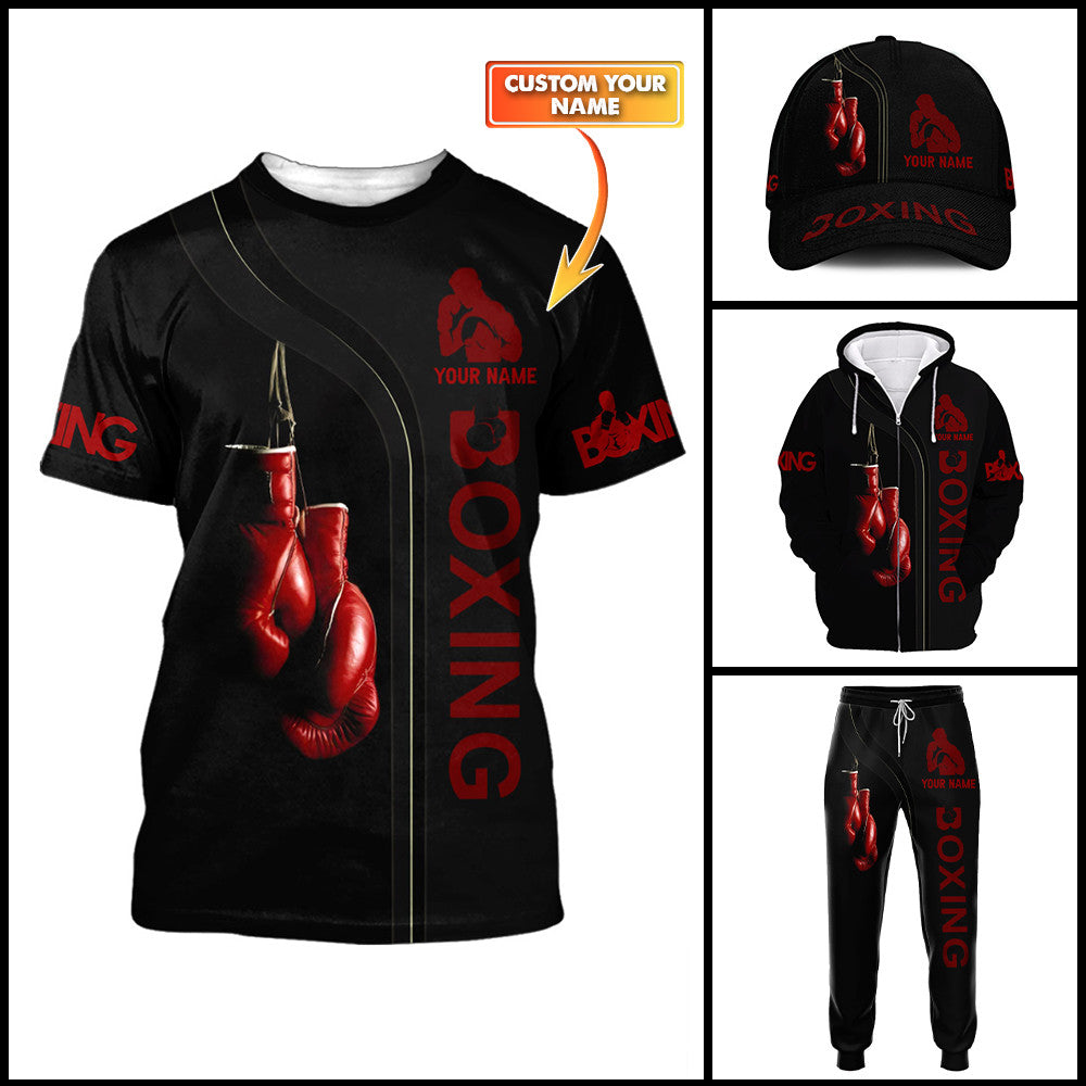 Boxing Custom Tee Shirts Gift For Boxing Lovers Red Boxing Gloves 3D Shirts