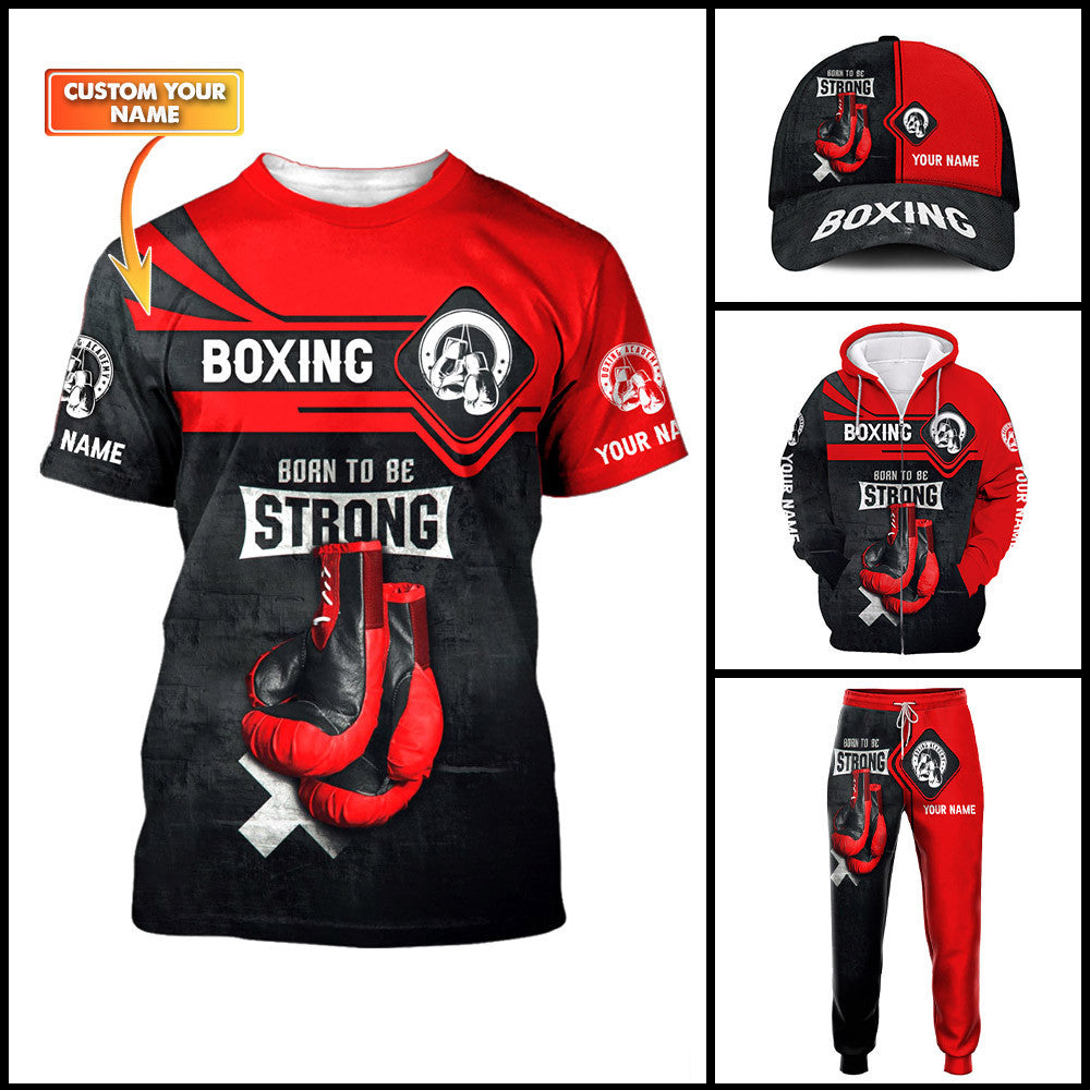 Boxing Personalized Zipper Hoodie Gift For Boxing Lovers Red Boxing Gloves 3D Full Print Shirts