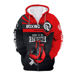 Boxing Personalized Zipper Hoodie Gift For Boxing Lovers Red Boxing Gloves 3D Full Print Shirts