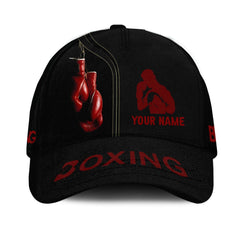 Boxing Custom Classic Cap Gift For Boxing Lovers Red Boxing Gloves 3D Classic Cap