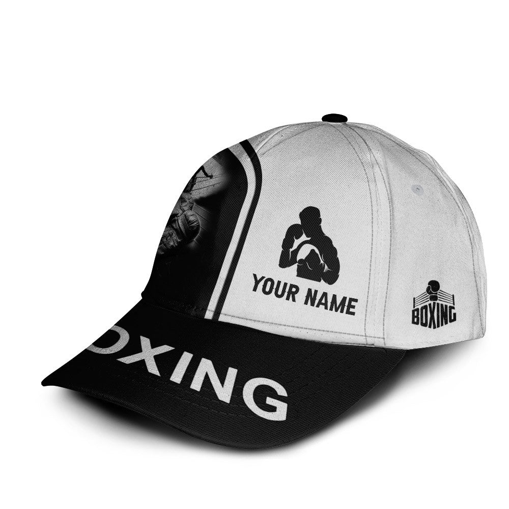 Boxing Custom Classic Cap Gift For Boxing Lovers Black & White Boxing Gloves 3D Classic Cap