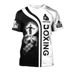 Boxing Custom Zipper Hoodie Gift For Boxing Lovers Black & White Boxing Gloves 3D Shirts