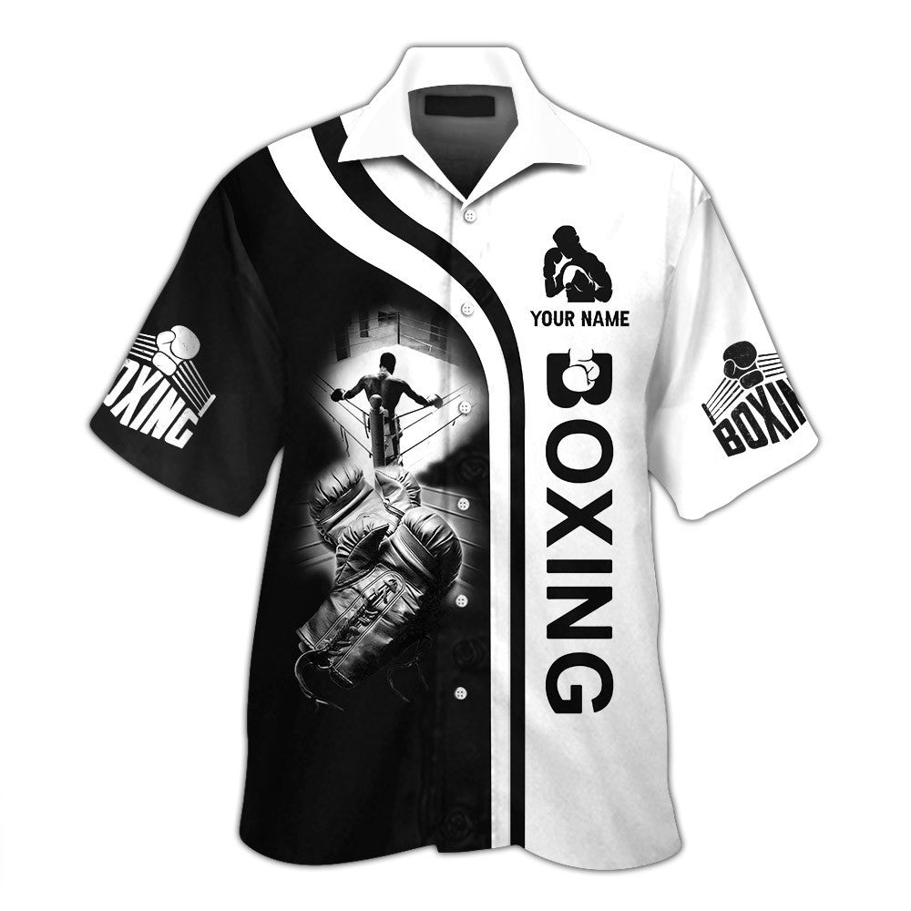 Boxing Custom Zipper Hoodie Gift For Boxing Lovers Black & White Boxing Gloves 3D Shirts