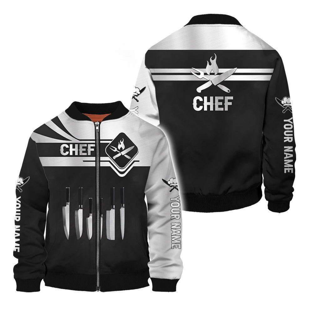 Chef Tshirt Cook 3D All Over Printed Black & White Custom Name 3D Shirts