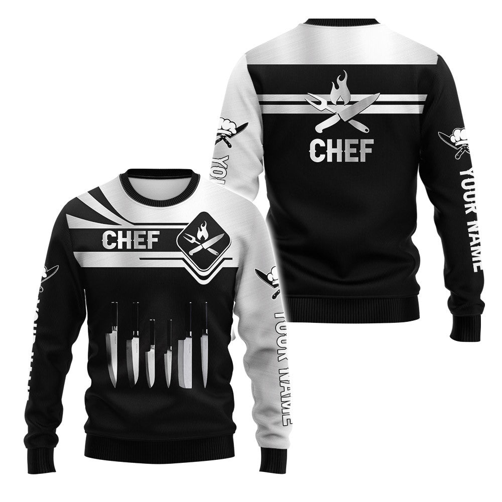 Chef Tshirt Cook 3D All Over Printed Black & White Custom Name 3D Shirts